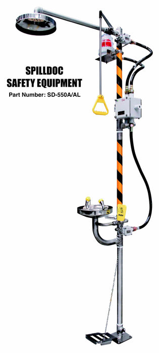 Spilldoc Combination Emergency Shower and Eyewash Station SD-550A/AL with pressure-reducing valve & Alarm Switch